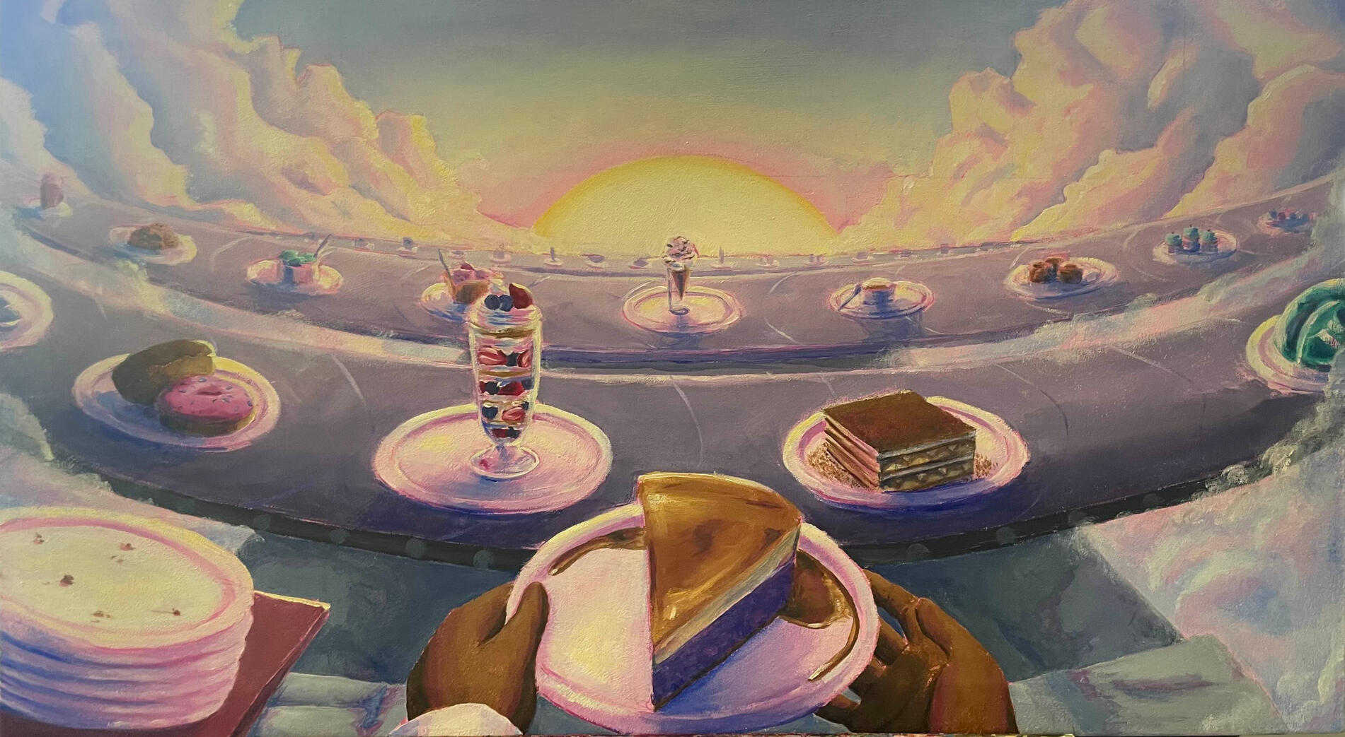 Food Love: Dessert, Oil on Canvas, 36 x 20 inches